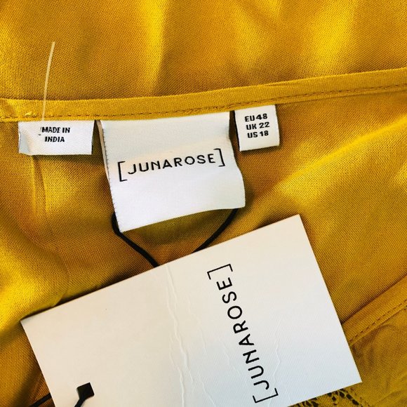 NWT! JunaRose Mustard Yellow Button Front Blouse - Picture 6 of 6